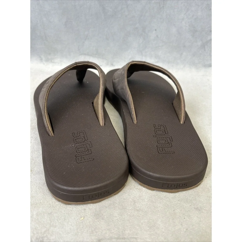 FLOJOS Men's Size 8 Flip Flop Sandals Dark Brown Shoes Beach Vacation‎ Walking